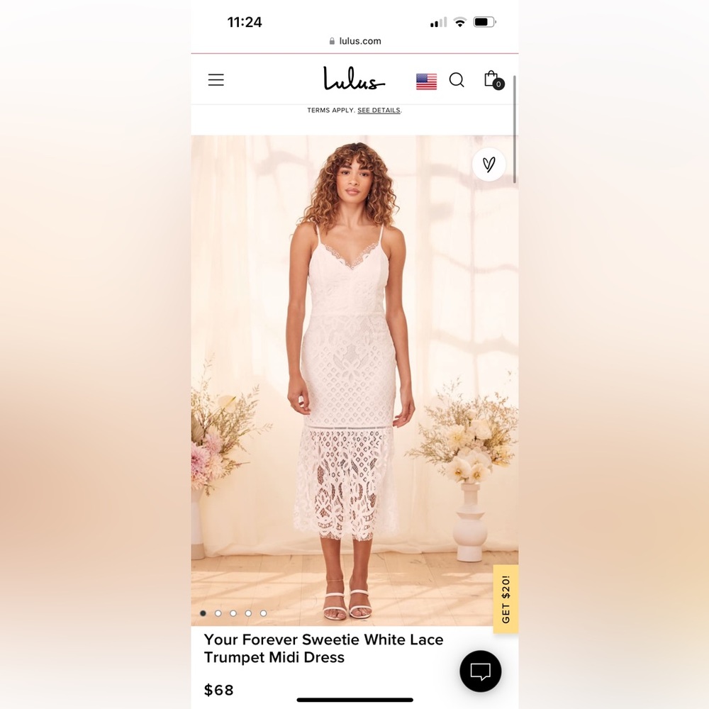 Lulus white lace midi dress - NWT - size s